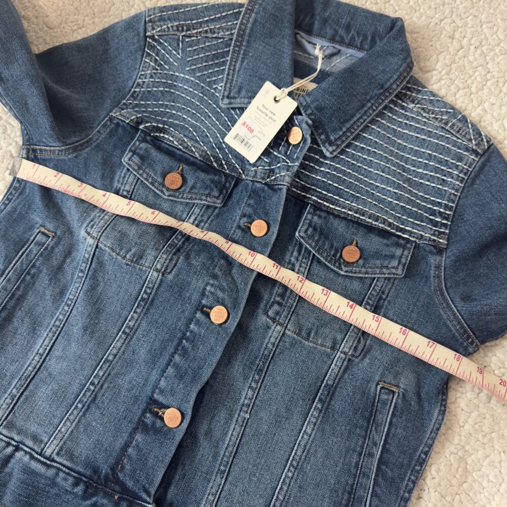 Marine Layer Small Womens Denim Jacket With Embroidered Detail new blue color - Picture 4 of 12